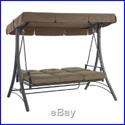 Outdoor 3 Seat Swing Canopy Three Person Swinging Chairs Padded Patio Furniture