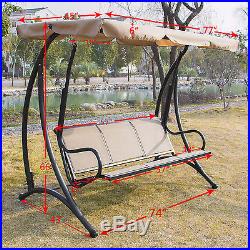 Outdoor 3 seat Canopy Swing Chair Patio Backyard Seat Beach Porch Furniture