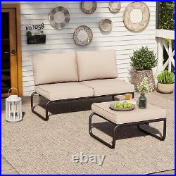 Outdoor 3-seat Daybed with Cushions Aluminum Frame Convertible Function