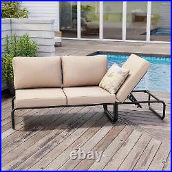 Outdoor 3-seat Daybed with Cushions Aluminum Frame Convertible Function