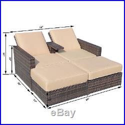 Outdoor 3pc Rattan Wicker Sofa Patio Furniture Lounge Set Chaise Loveseat Daybed