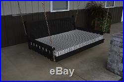 Outdoor 4 Foot Fanback Porch Swing Bed Black Paint Amish Made in the USA