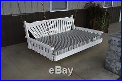 Outdoor 4 Foot Fanback Porch Swing Bed White Paint Amish Made in the USA