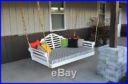 Outdoor 4 Foot Marlboro Porch Swing Bed White Paint Amish Made USA
