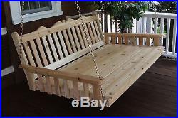 Outdoor 4' Royal English Garden Porch Swing Bed Unfinished Pine Oversize Swing
