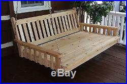 Outdoor 4' Traditional English Swing Bed Unfinished Pine Oversized Porch Swing