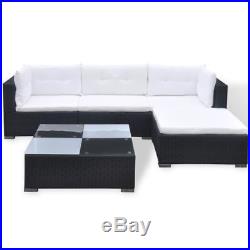 Outdoor 5PC Furniture Sectional PE Wicker Patio Rattan Sofa Set Couch Black