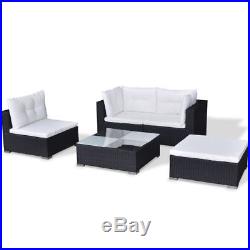 Outdoor 5PC Furniture Sectional PE Wicker Patio Rattan Sofa Set Couch Black