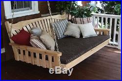Outdoor 5 Foot Fanback Swing Bed Unfinished Pine Oversize 5 Ft Porch Swing