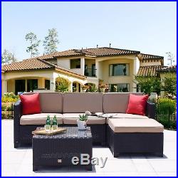 Outdoor 5 PC Patio Furniture Rattan Wicker Sofa Set Sectional Garden Deck Couch