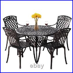 Outdoor 5 Piece Patio Dining Sets Cast Aluminum Bistro Table and Chairs Set 4