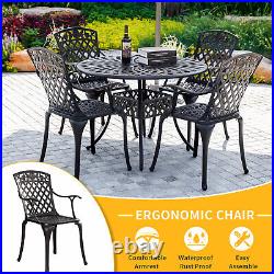Outdoor 5 Piece Patio Dining Sets Cast Aluminum Bistro Table and Chairs Set 4