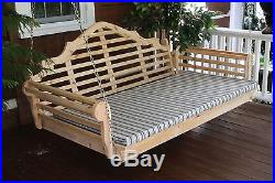 Outdoor 6 Foot Marlboro Porch Swing Bed Unfinished Pine Oversize Porch Swing