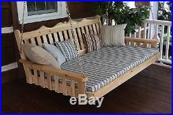Outdoor 6' Royal English Garden Porch Swing Bed Unfinished Pine Oversize Swing