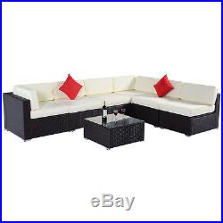 Outdoor 7PC Furniture Sectional PE Wicker Patio Rattan Sofa Set Couch Brown