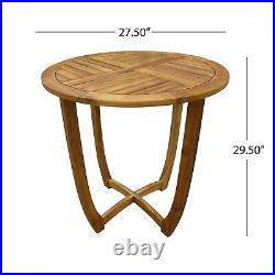 Outdoor Acacia Wood Circular Bistro Table, Teak