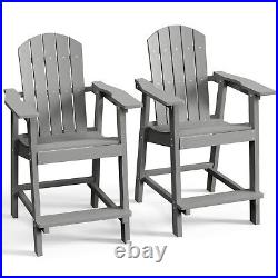 Outdoor Adirondack Chairs Weather Resistant Patio Tall Bar Stools with Footrest