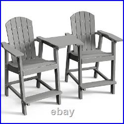 Outdoor Adirondack Chairs Weather Resistant Patio Tall Bar Stools with Footrest