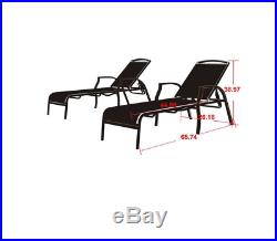 Outdoor Adjustable Chaise Lounge Chair Patio Double Pool Chaise Lounge Chair Set