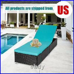 Outdoor Adjustable Chaise Lounge Chair Wicker Rattan Sofa with Cushions Furniture