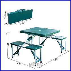 Outdoor Aluminum Portable Folding Camping PicnicTable With Case Seats Deep Green