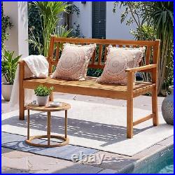 Outdoor Bench, 2-Person Garden Bench, Patio Wood Bench Outdoor Loveseat