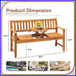 Outdoor Bench, 2-Person Garden Bench, Patio Wood Bench Outdoor Loveseat