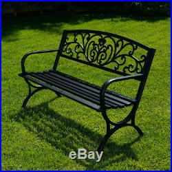 Outdoor Bench Patio Metal Garden Furniture Deck Porch Seat Backyard Park Chair