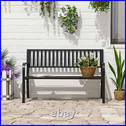 Outdoor Bench Patio Steel Garden Furniture Deck Porch Seat Backyard Park Chair