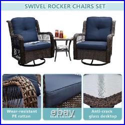 Outdoor Bistro Set 3 Pieces Outdoor Resin Wicker Swivel Rocker Patio Chair