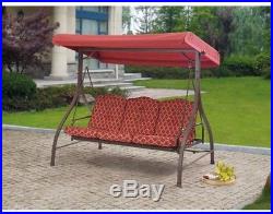 Outdoor Canopy Swing 3 Seat Chair Cushion Patio Porch Garden Bench Yard Hammock