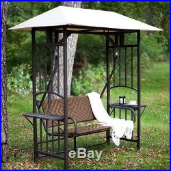 Outdoor Canopy Swing Metal Patio Furniture 2 Person Deck Seat Wicker Yard Gazebo