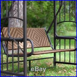 Outdoor Canopy Swing Metal Patio Furniture 2 Person Deck Seat Wicker Yard Gazebo