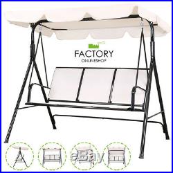 Outdoor Canopy Swing Patio Chair Lounge 3-Person Seat Hammock Porch Bench Beige