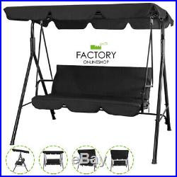 Outdoor Canopy Swing Patio Chair Lounge 3-Person Seat Hammock Porch Bench Black