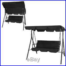 Outdoor Canopy Swing Patio Chair Lounge 3-Person Seat Hammock Porch Bench Black