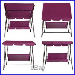 Outdoor Canopy Swing Patio Chair Lounge 3-Person Seats Hammock Porch Burgundy