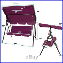 Outdoor Canopy Swing Patio Chair Lounge 3-Person Seats Hammock Porch Burgundy