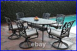 Outdoor Cast Aluminum Patio Furniture 7 Piece Dining Set G All Swivel Arm Chairs