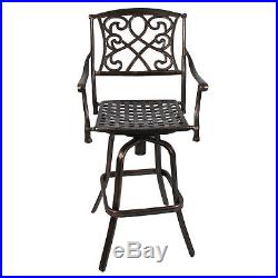 Outdoor Cast Aluminum Swivel Bar stool Patio Furniture Antique Copper Design