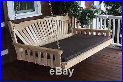 Outdoor Cedar 4 ft FANBACK SWING BED Unfinished Cedar Oversize Porch Swing