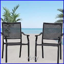 Outdoor Chairs Metal Rustproof Patio Dining Chair Set of 2 Stackable Armchairs