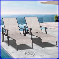 Outdoor Chaise Lounge Chair Set of 2 Textile Pool Chaise Lounger for Patio Beach