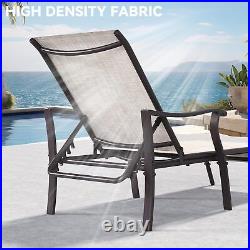 Outdoor Chaise Lounge Chair Set of 2 Textile Pool Chaise Lounger for Patio Beach
