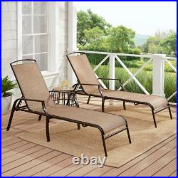 Outdoor Chaise Lounges for Patio Pool Deck, Porch, Reclining, Tan, Set of 2 Two