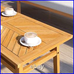 Outdoor Coffee Table Acacia Wood for Garden Backyard, Natural Wood