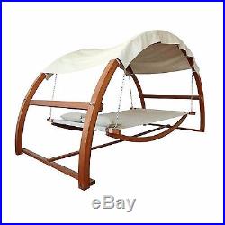 Outdoor Contemporary Porch Patio Covered Hammock Wood Canopy Swing Bed Furniture