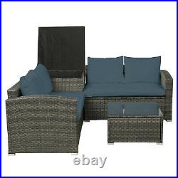 Outdoor Cushioned PE Rattan Wicker Sectional Sofa Set Patio Furniture Set of 4