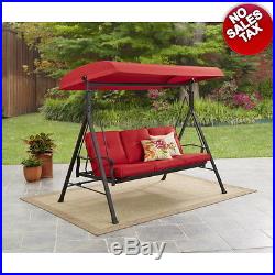 Outdoor Daybed Porch Swing Patio 3 Person Gazebo Canopy Deck Pool Relax Red NEW