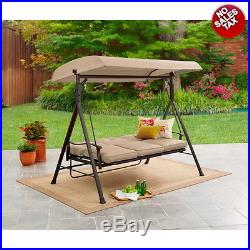 Outdoor Daybed Porch Swing Patio 3 Person Gazebo Canopy Deck Pool Relax Tan NEW